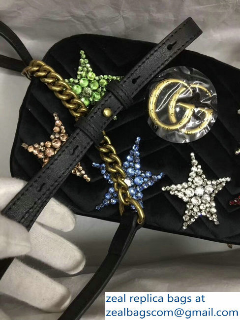 Gucci GG Marmont Chevron Shoulder Small Bag 447632 Crystal Embroidered Star 2018 - Click Image to Close