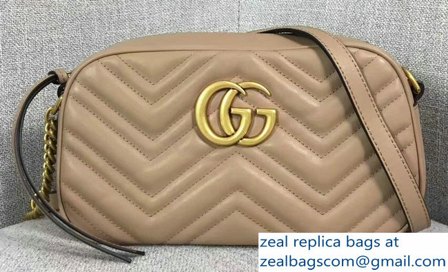 Gucci GG Marmont Chevron Shoulder Small Bag 447632 Nude - Click Image to Close