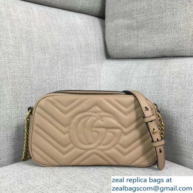 Gucci GG Marmont Chevron Shoulder Small Bag 447632 Nude - Click Image to Close