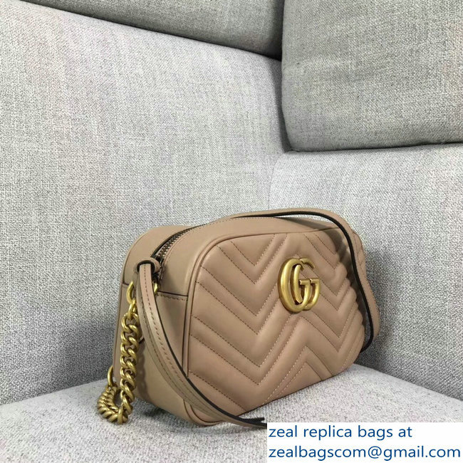 Gucci GG Marmont Chevron Shoulder Small Bag 447632 Nude
