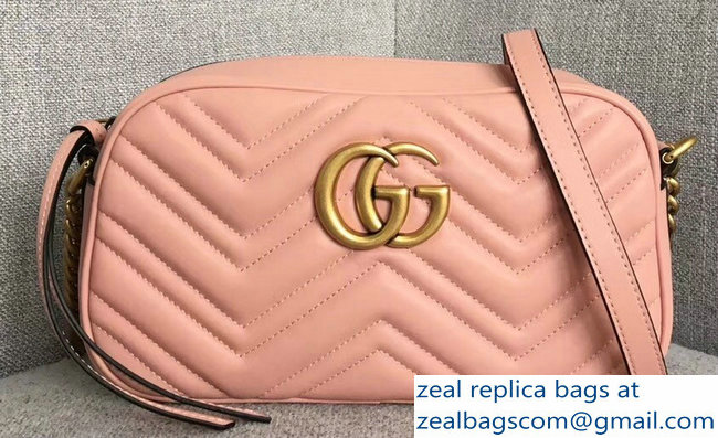 Gucci GG Marmont Chevron Shoulder Small Bag 447632 Pink