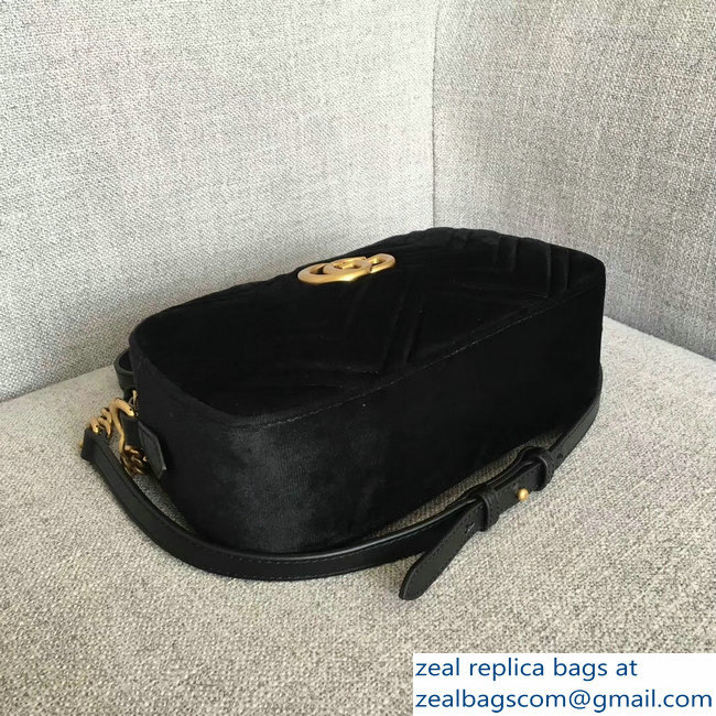 Gucci GG Marmont Chevron Shoulder Small Bag 447632 Velvet Black - Click Image to Close