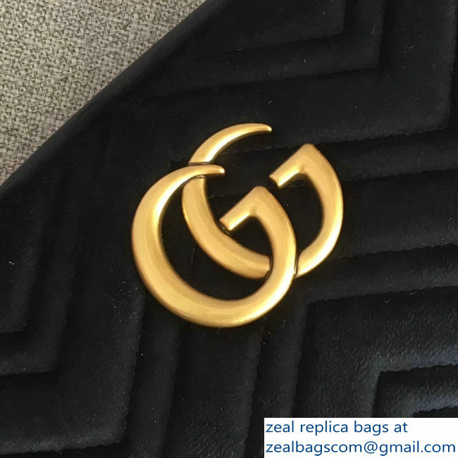 Gucci GG Marmont Chevron Shoulder Small Bag 447632 Velvet Black