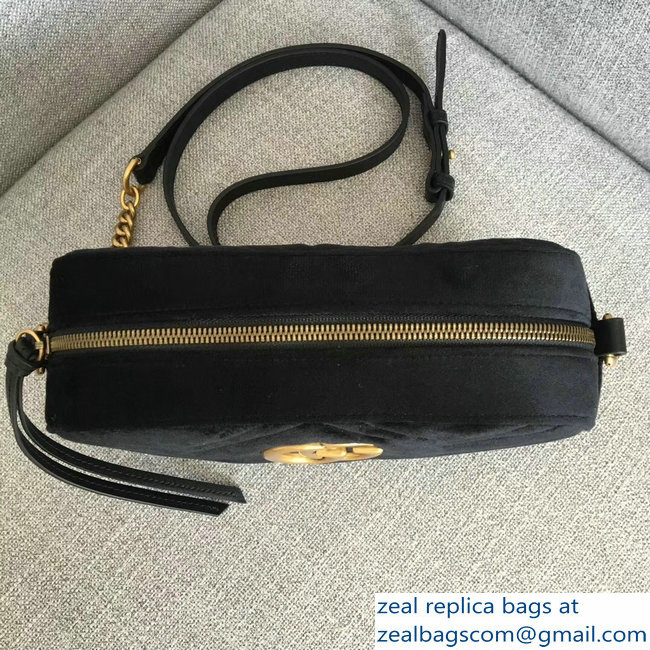 Gucci GG Marmont Chevron Shoulder Small Bag 447632 Velvet Black