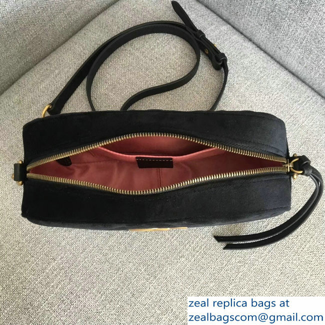 Gucci GG Marmont Chevron Shoulder Small Bag 447632 Velvet Black