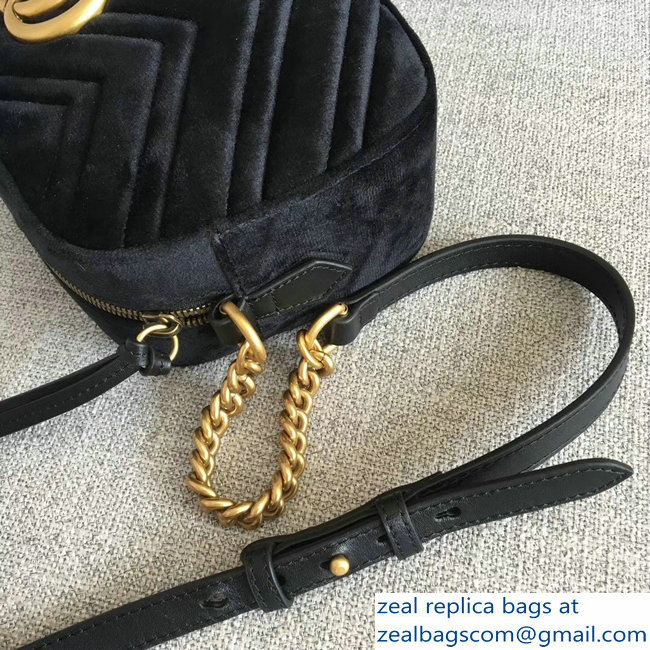 Gucci GG Marmont Chevron Shoulder Small Bag 447632 Velvet Black - Click Image to Close
