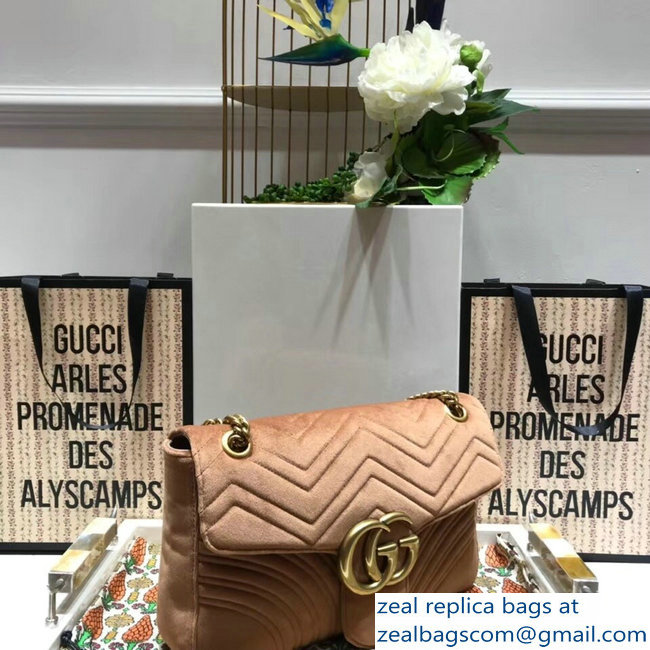 Gucci GG Marmont Matelasse Chevron Medium Chain Shoulder Bag 443496 Velvet Taupe 2018 - Click Image to Close