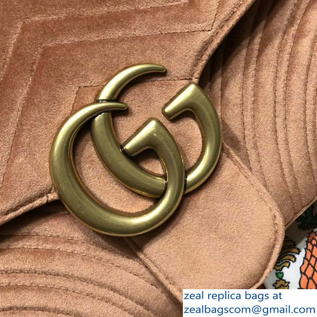 Gucci GG Marmont Matelasse Chevron Medium Chain Shoulder Bag 443496 Velvet Taupe 2018 - Click Image to Close