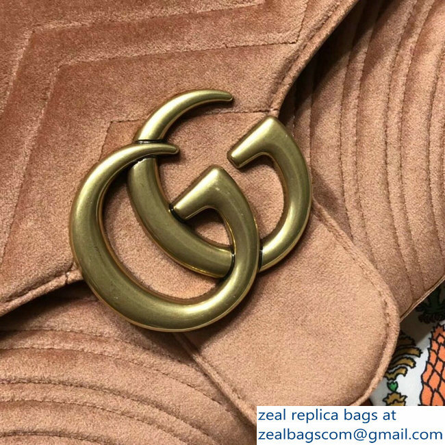 Gucci GG Marmont Matelasse Chevron Medium Chain Shoulder Bag 443496 Velvet Taupe 2018