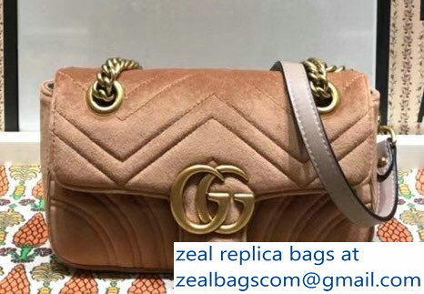 Gucci GG Marmont Matelasse Chevron Mini Chain Shoulder Bag 446744 Velvet Taupe 2018 - Click Image to Close