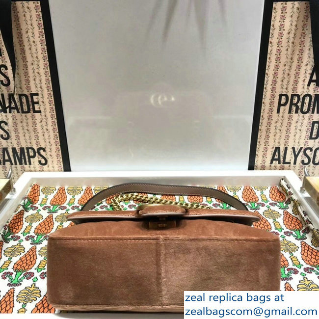 Gucci GG Marmont Matelasse Chevron Mini Chain Shoulder Bag 446744 Velvet Taupe 2018 - Click Image to Close