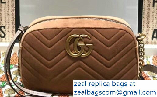 Gucci GG Marmont Matelasse Chevron Shoulder Small Bag 447632 Velvet Taupe 2018 - Click Image to Close