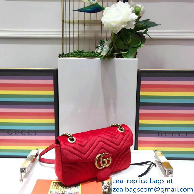 Gucci GG Marmont Matelasse Chevron Small Chain Shoulder Bag 443497 Velvet Red