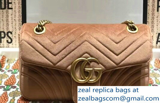 Gucci GG Marmont Matelasse Chevron Small Chain Shoulder Bag 443497 Velvet Taupe 2018 - Click Image to Close