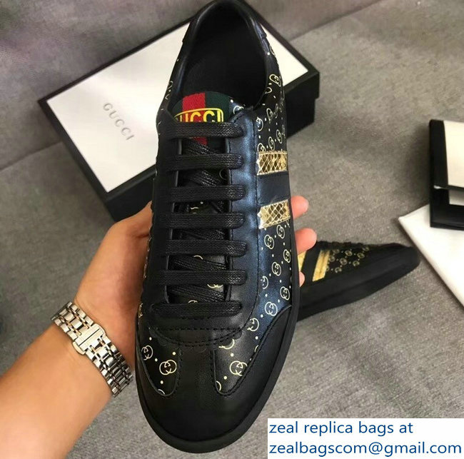 Gucci GG Pattern Web Gucci-Dapper Dan Lovers Sneakers Black 2018