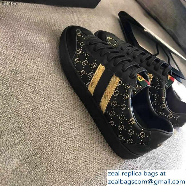 Gucci GG Pattern Web Gucci-Dapper Dan Lovers Sneakers Black 2018 - Click Image to Close
