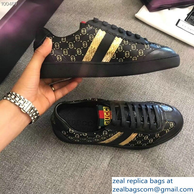 Gucci GG Pattern Web Gucci-Dapper Dan Lovers Sneakers Black 2018 - Click Image to Close