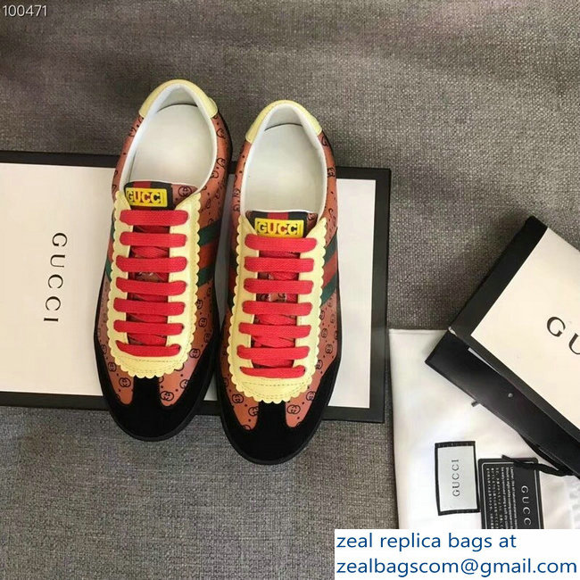 Gucci GG Pattern Web Gucci-Dapper Dan Lovers Sneakers Brown 2018 - Click Image to Close