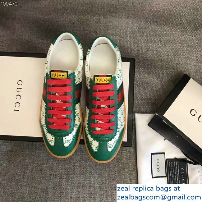 Gucci GG Pattern Web Gucci-Dapper Dan Lovers Sneakers Green 2018 - Click Image to Close