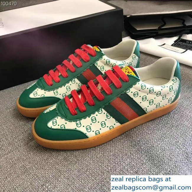 Gucci GG Pattern Web Gucci-Dapper Dan Lovers Sneakers Green 2018 - Click Image to Close