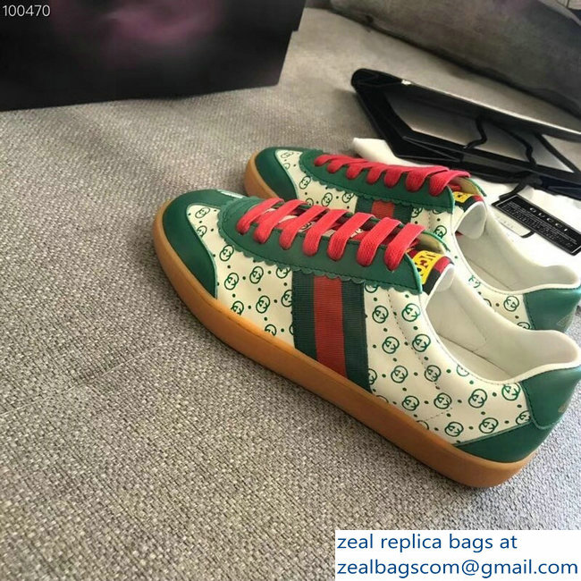 Gucci GG Pattern Web Gucci-Dapper Dan Lovers Sneakers Green 2018 - Click Image to Close