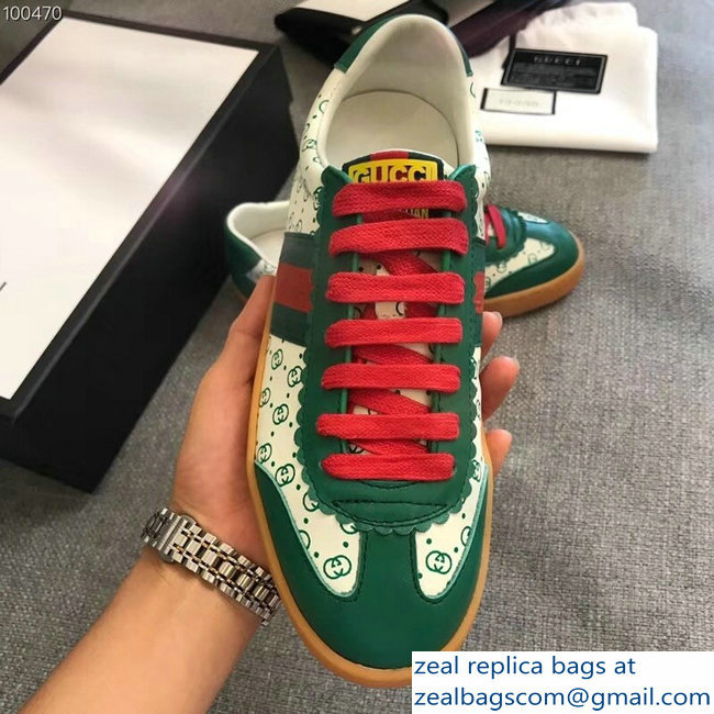 Gucci GG Pattern Web Gucci-Dapper Dan Lovers Sneakers Green 2018 - Click Image to Close