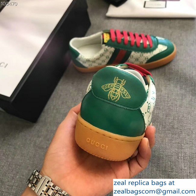 Gucci GG Pattern Web Gucci-Dapper Dan Lovers Sneakers Green 2018 - Click Image to Close