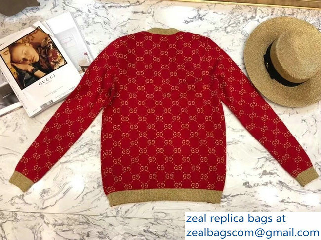 Gucci GG Red/Gold Cardigan 2018