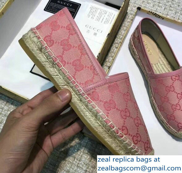 Gucci GG Supreme Canvas Espadrilles Pink - Click Image to Close