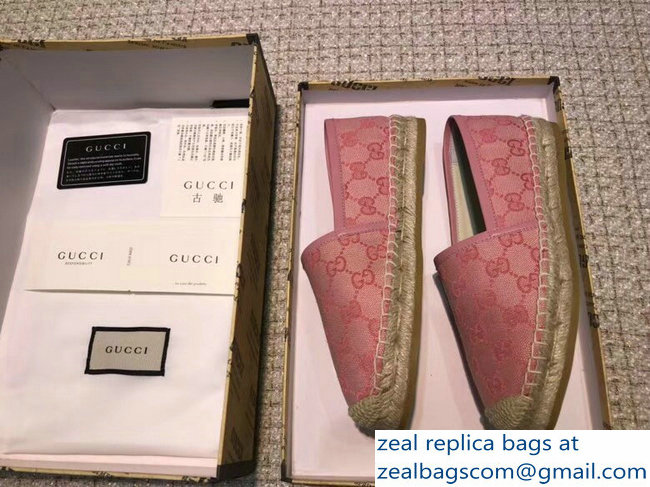 Gucci GG Supreme Canvas Espadrilles Pink - Click Image to Close