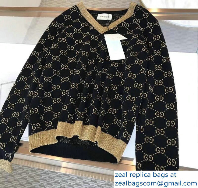 Gucci GG Sweater Black/Gold 2018 - Click Image to Close