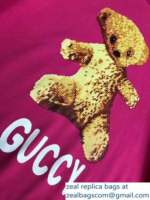 Gucci Guccy Teddy Bear Fuchsia Sweatshirt 2018 - Click Image to Close