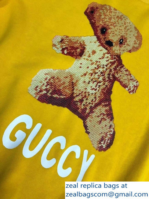 Gucci Guccy Teddy Bear Yellow Sweatshirt 2018 - Click Image to Close