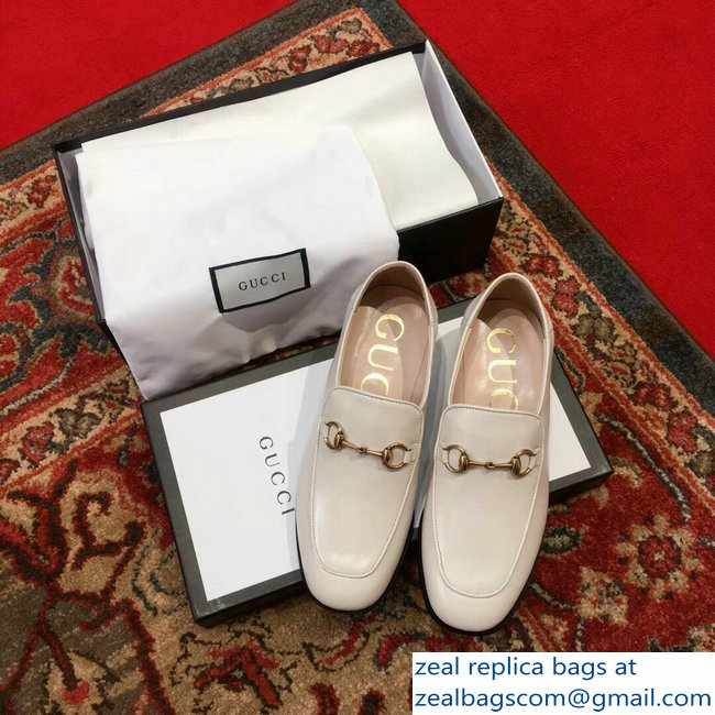 Gucci Horsebit Creamy Leather Loafers With Crystals 523097 2018