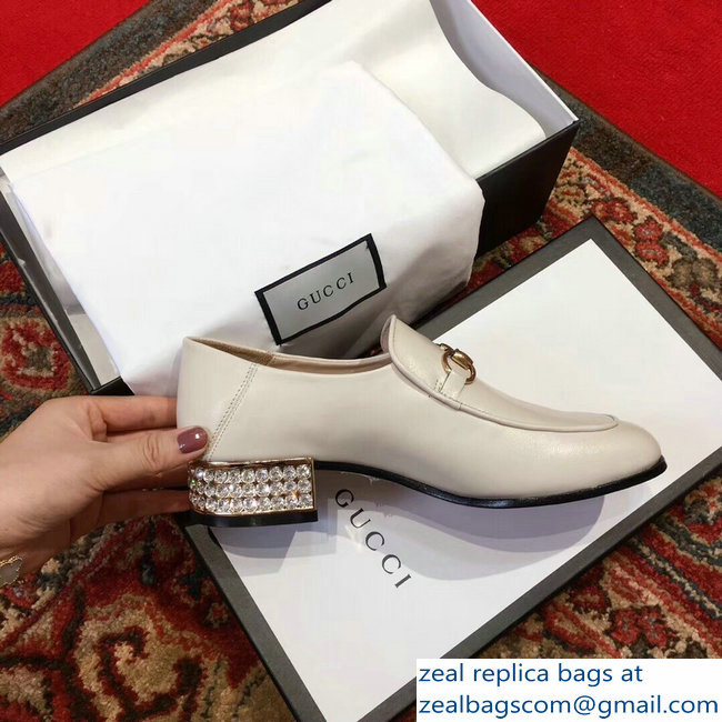 Gucci Horsebit Creamy Leather Loafers With Crystals 523097 2018 - Click Image to Close