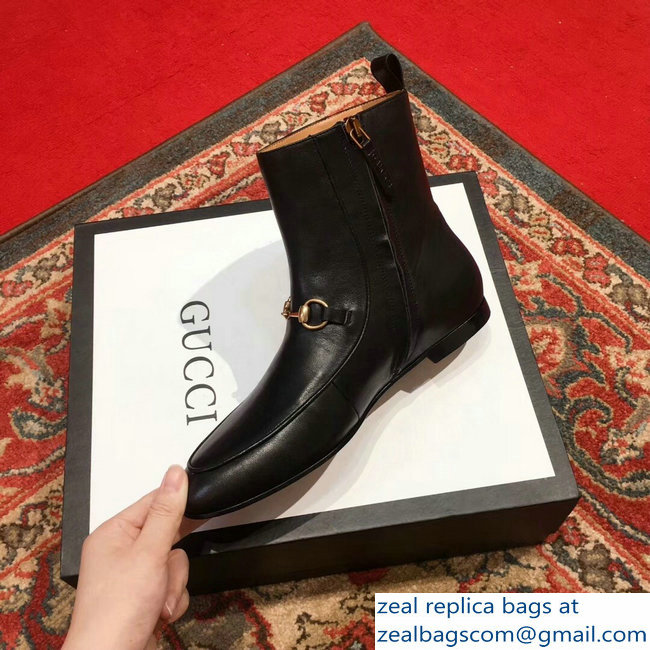 Gucci Horsebit Leather Ankle Boots Black 496619 2018