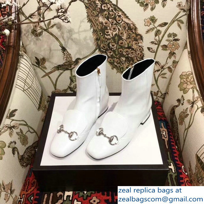 Gucci Horsebit Leather Boots White 2018 - Click Image to Close