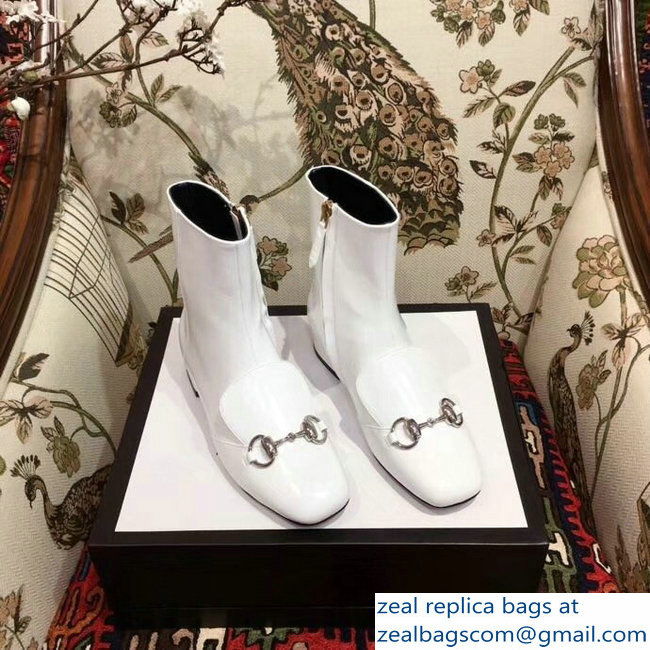 Gucci Horsebit Leather Boots White 2018