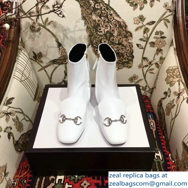 Gucci Horsebit Leather Boots White 2018