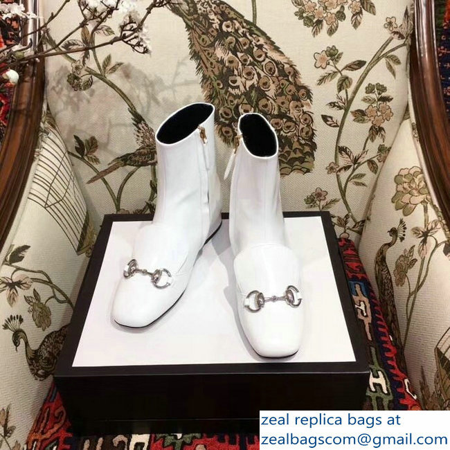 Gucci Horsebit Leather Boots White 2018