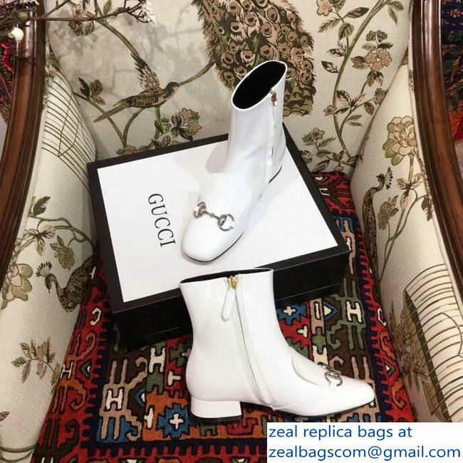 Gucci Horsebit Leather Boots White 2018 - Click Image to Close