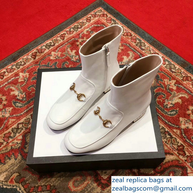 Gucci Horsebit Leather Boots With Crystals White 2018 - Click Image to Close