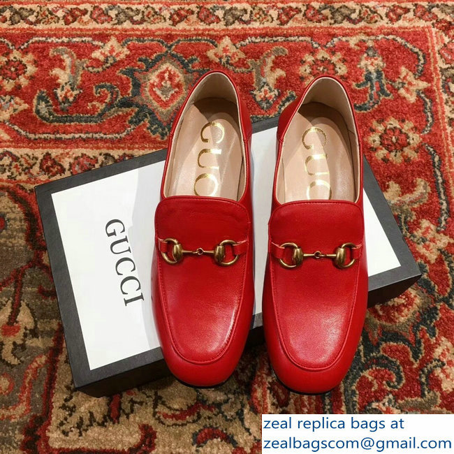 Gucci Horsebit Red Leather Loafers With Crystals 523097 2018