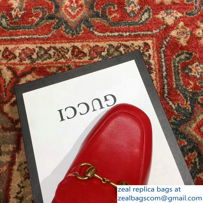 Gucci Horsebit Red Leather Loafers With Crystals 523097 2018