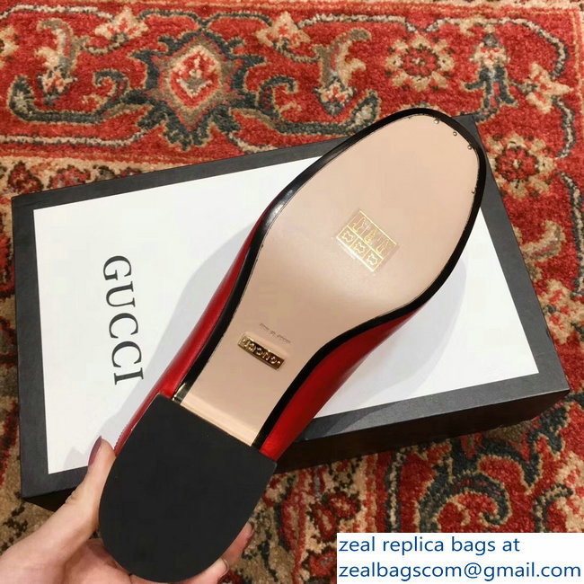 Gucci Horsebit Red Leather Loafers With Crystals 523097 2018 - Click Image to Close