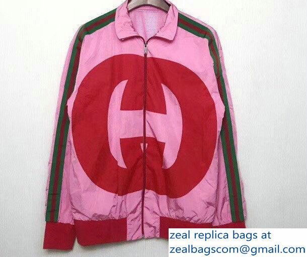 Gucci Interlocking G Technical Jersey Jacket Pink 2018 - Click Image to Close