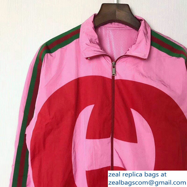 Gucci Interlocking G Technical Jersey Jacket Pink 2018 - Click Image to Close