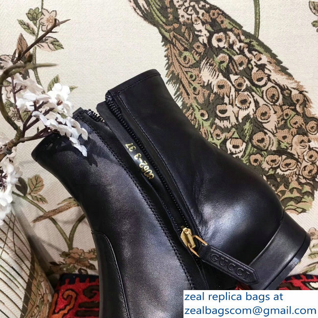 Gucci Jacquard Stripe Leather Boots Black 2018 - Click Image to Close