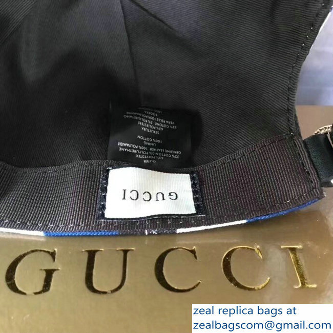 Gucci Logo Print Sylvie Baseball Cap/Hat Blue 2018 - Click Image to Close