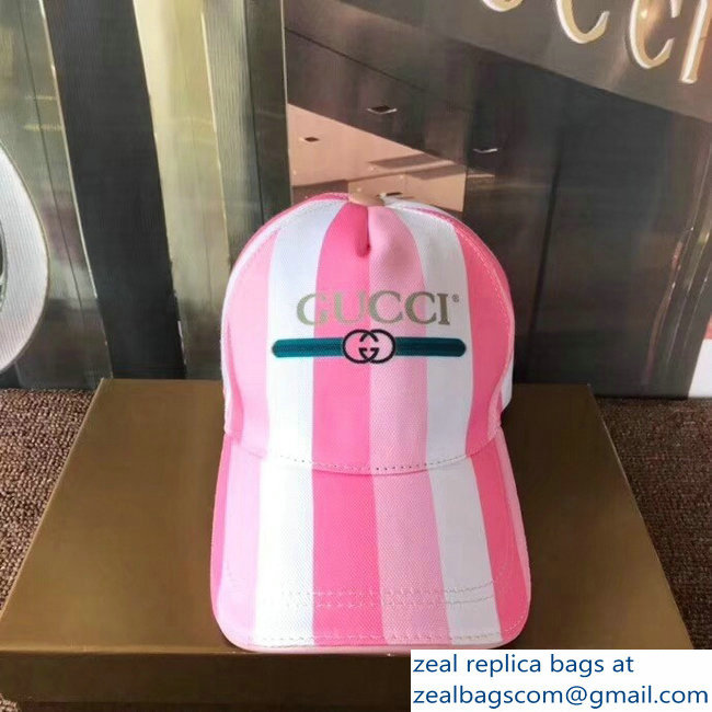 Gucci Logo Print Sylvie Baseball Cap/Hat Pink 2018